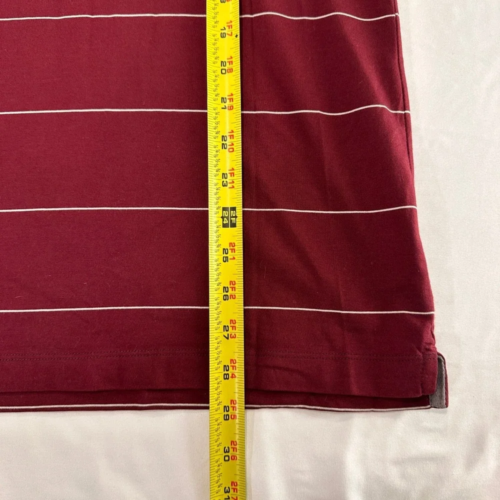 Banana Republic‎ Fitted Pima Polo Mens XL Burgundy White Stripe | Preppy Classic